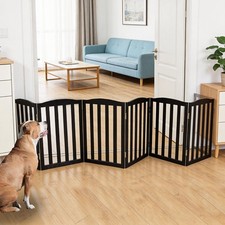 ZJSF Foldable Freestanding Indoor Dog Gate for House Wood White Long Pet Gate...