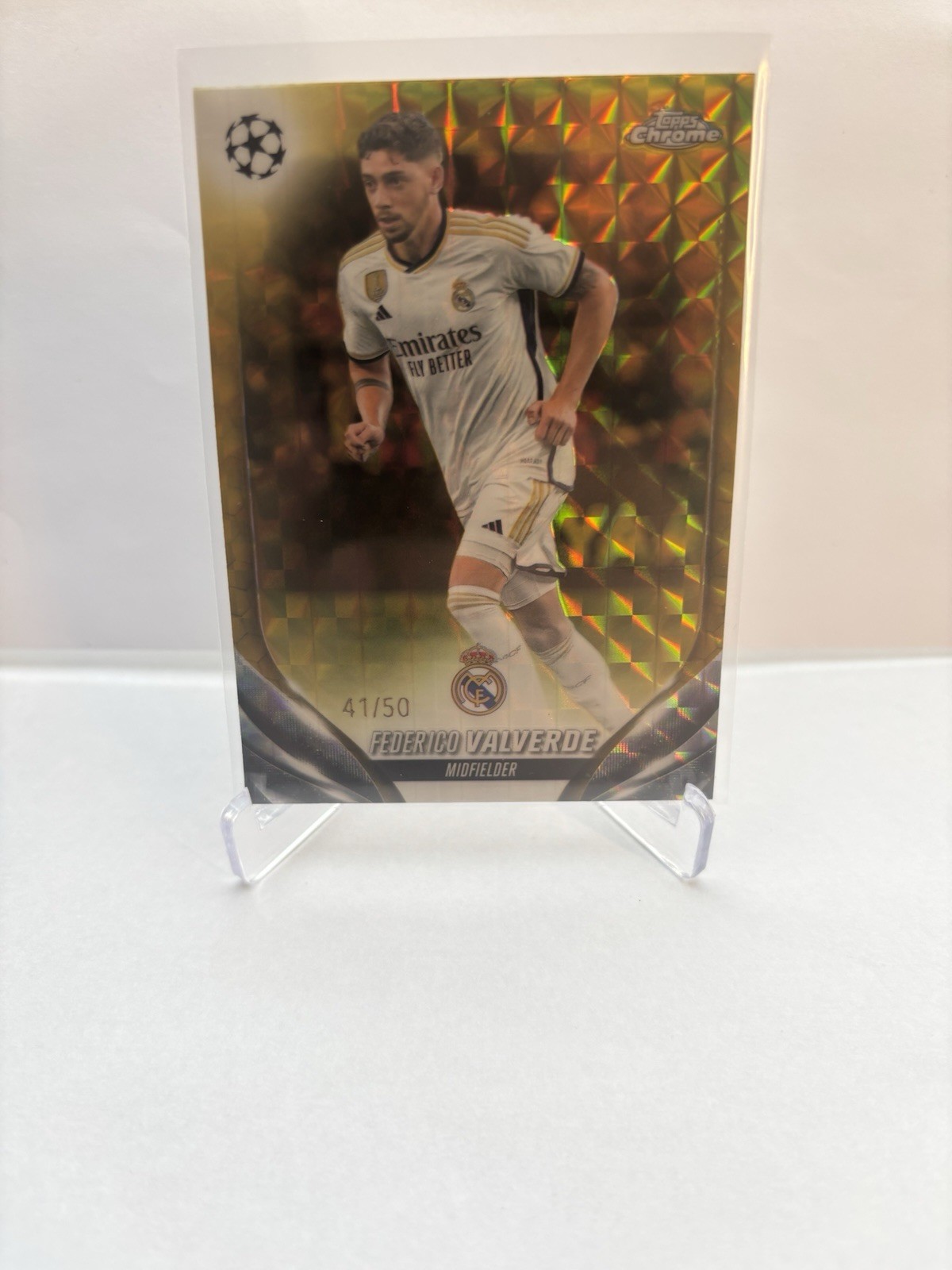 Topps Cromo UCC 23/24 - Federico Valverde Oro Geométrico - 41/50 - Real Madrid