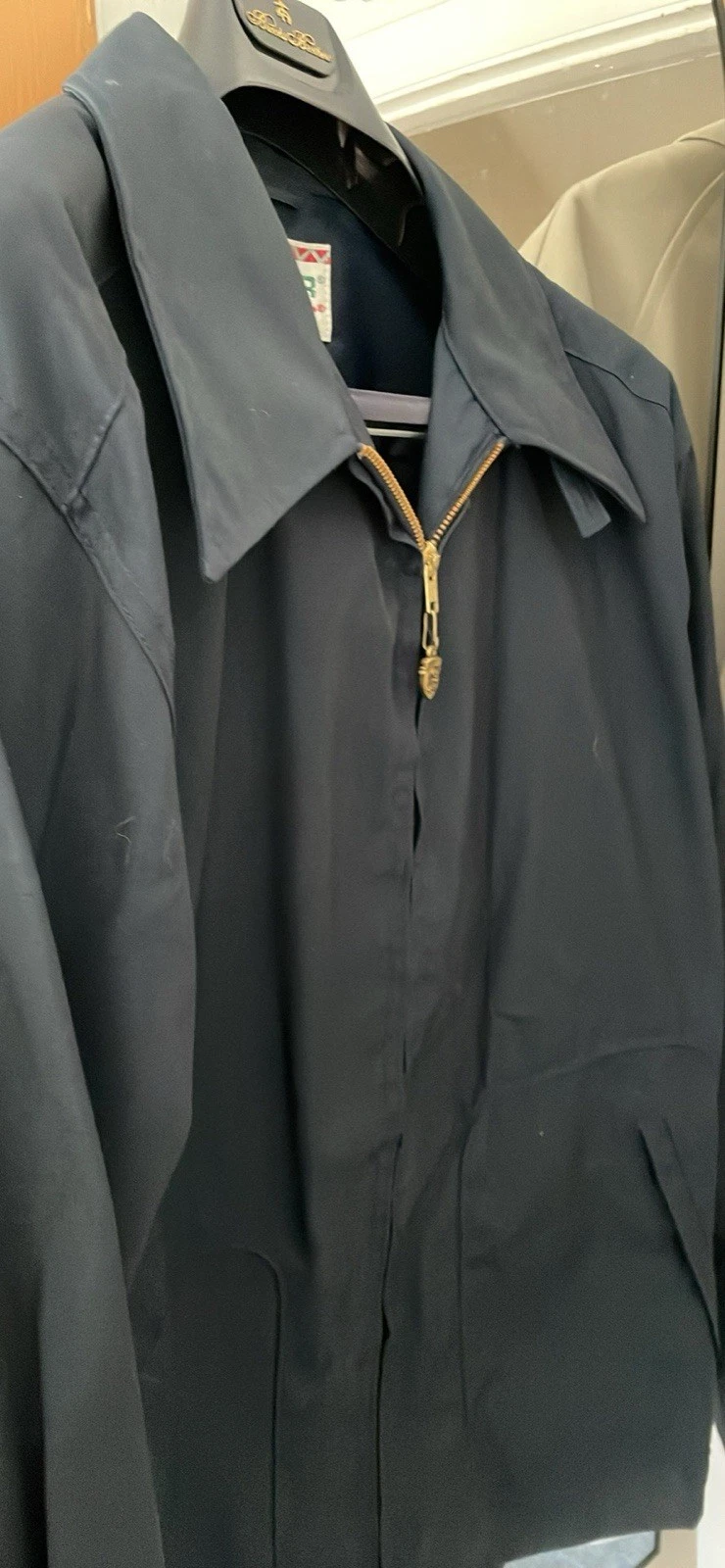 VTG McGregor Drizzler Men’s Blue Cotton Blend Twill Zip Bomber Jacket 46 Chest - product detail image 2