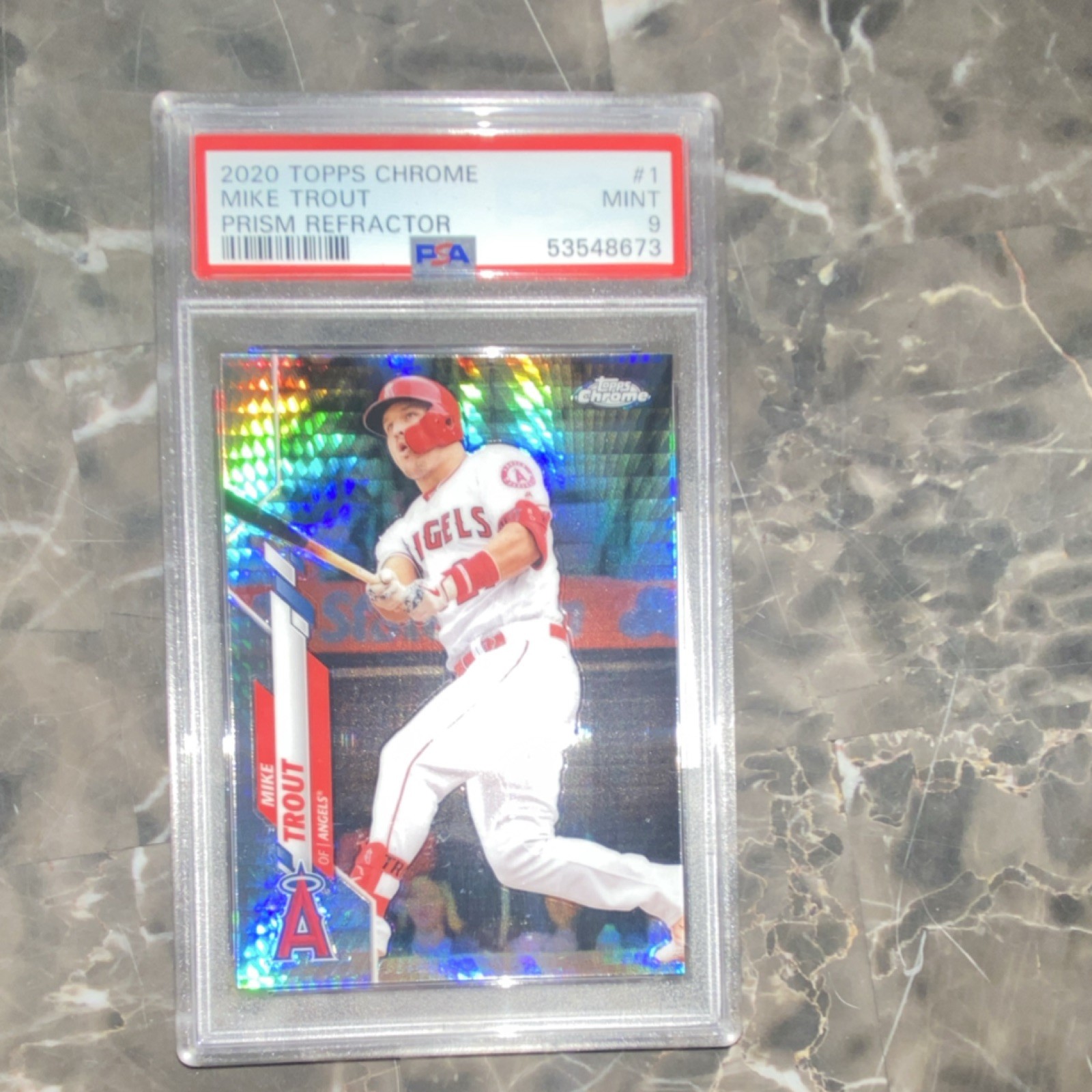 2020 Topps Chrome Mike Trout #1 Prism Refractor Los Angeles Angels PSA 9