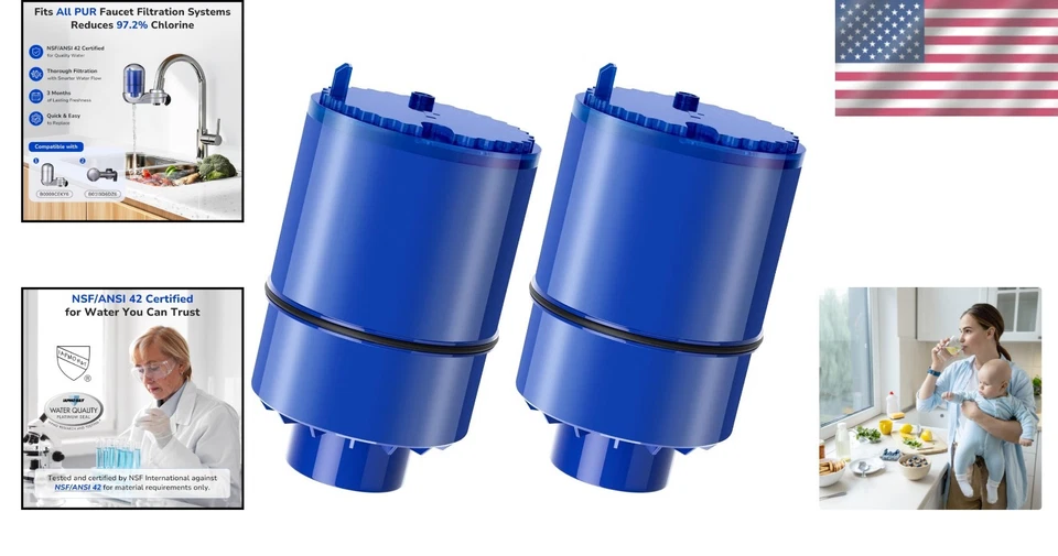 Water Filter Replacement 2 Pack for Faucet Filtration System NSF Certified Dual - Image 2 of 4