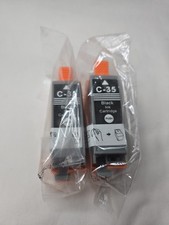 2 Ink Cartridge Replacements for C-35 Black New, Sealed