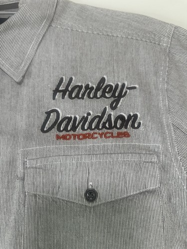 Camisa Harley Davidson Garage Mechanic Heavy Duty mezcla de lino marrón blanca para hombre XL - Imagen 2 de 9