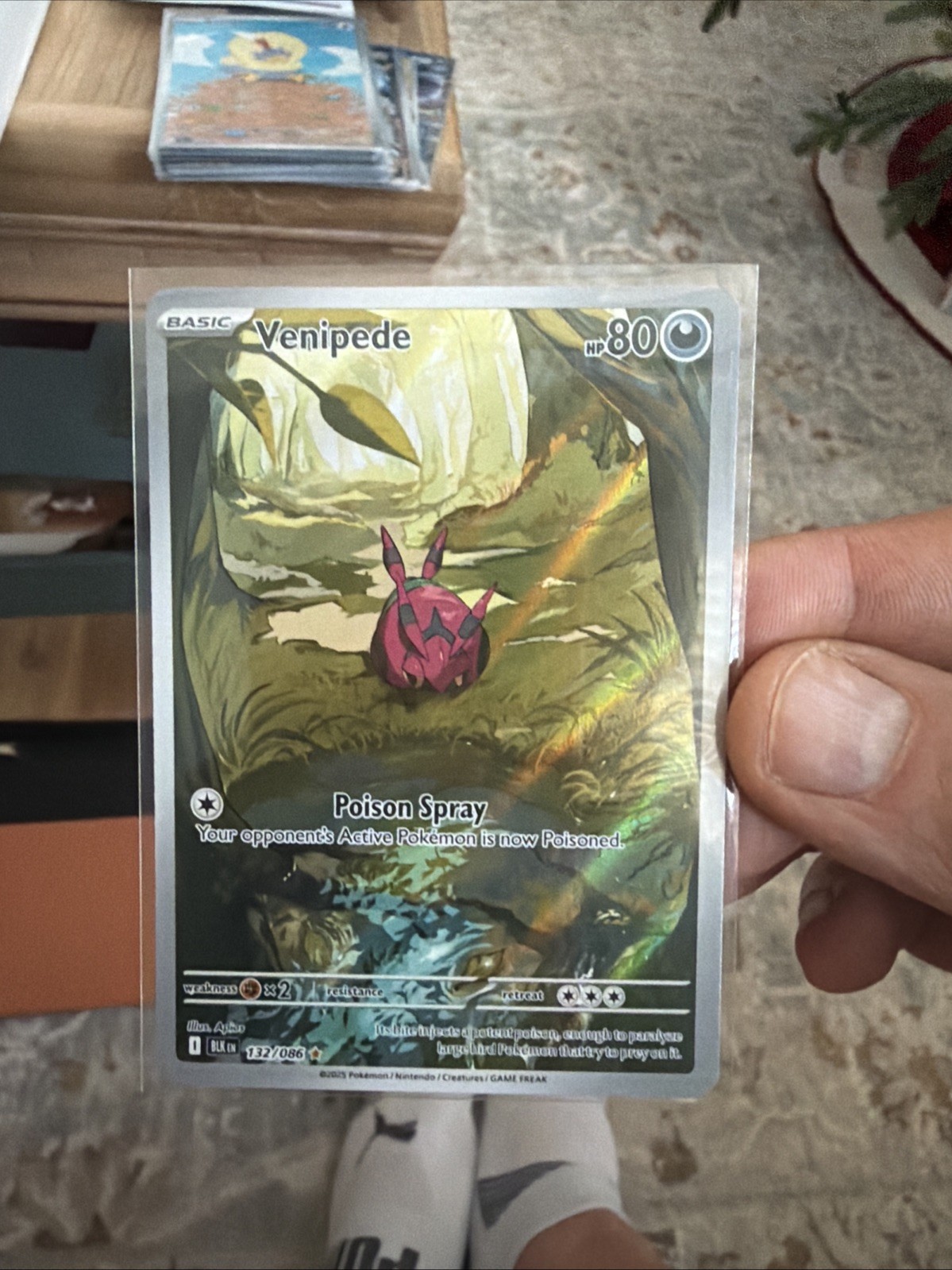 Pokémon Venipede Illustration Rare Card 132/086 Black Bolt TCG NM