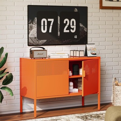 TV Stand TVs up to 75 Inch 40''L Media Console W/ Ventilation Doors Metal
