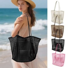 Summer Mesh Tote Bag, Lightweight Shoulder Bag for Beach Travel Pool Gym