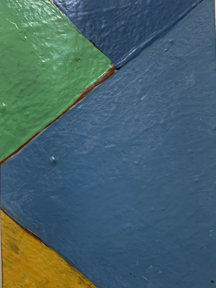 Tableau ancien huile composition abstraite cubique géométrique - Photo 3/4