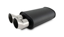 Vibrant Flat Blk Muffler 9x5x15in Body 3in Inlet ID 3in Tip OD w/Dual DTM Cut Ti