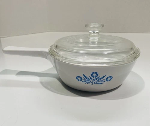 Vtg Corning Ware Blue Cornflower P-81-B 1 PINT Dish w/ Pyrex P81C Lid