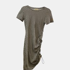 Michael Kors Black & White Logo Ruched Dress – Size S – Excellent Condition