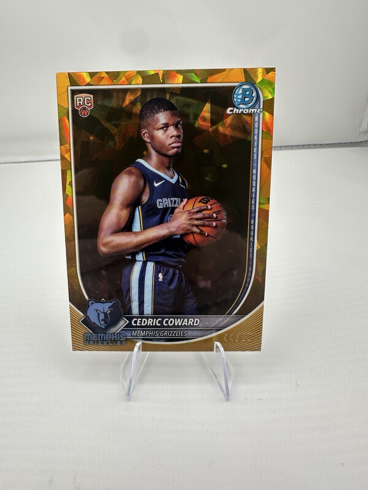 Cedric Coward 2025 Bowman Chrome Sapphire #BCV-11 Gold Refractor Rookie RC /50