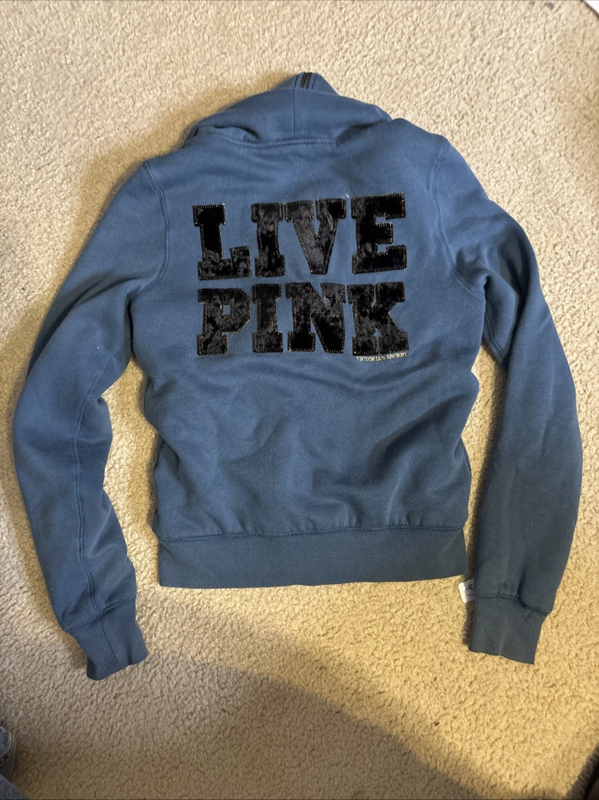 UNDERCOVER Giacca con cappuccio Victorias Secret Love Live rosa foderata in pelliccia M Toggles velluto 20x24