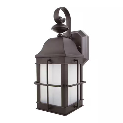 New Town Wall Mount 60-Watt Equivalent 800 Lumen Bronze Motion Sensing Dusk-To-D