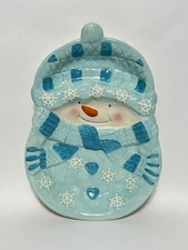 Seasonal Elements Ceramic Chip and Dip Platter, Christmas Snowman, Serving Dish