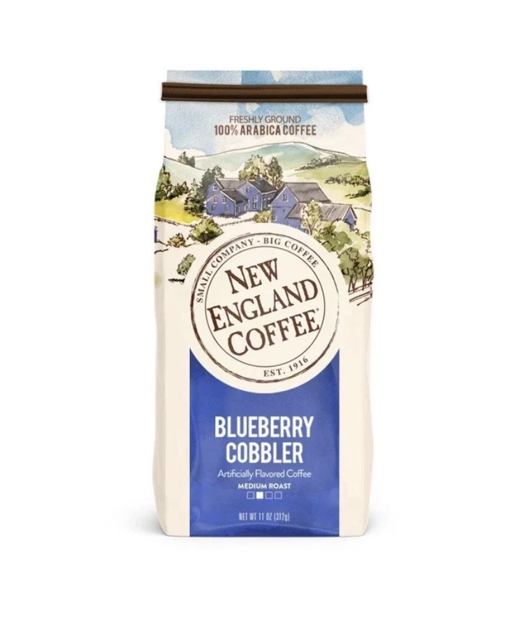 NEW ENGLAND COFFEE Blueberry Cobbler Ground Coffee 11Oz Medium Roast 100 Arabica Beans