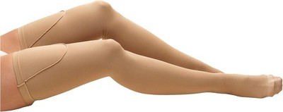 TRUFORM Anti-Embolism Open Toe Thigh High Grip Top Band 18mmHg (Beige) Medium