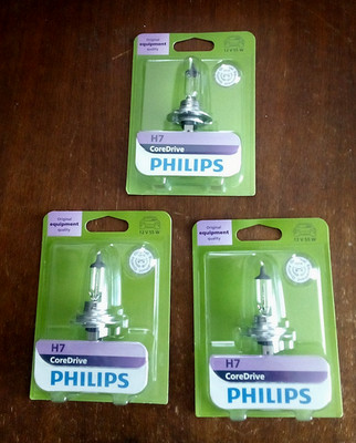 (3) Philips H7 Halogen Headlight 12v 55w Car High Low Beam Fog Lamp