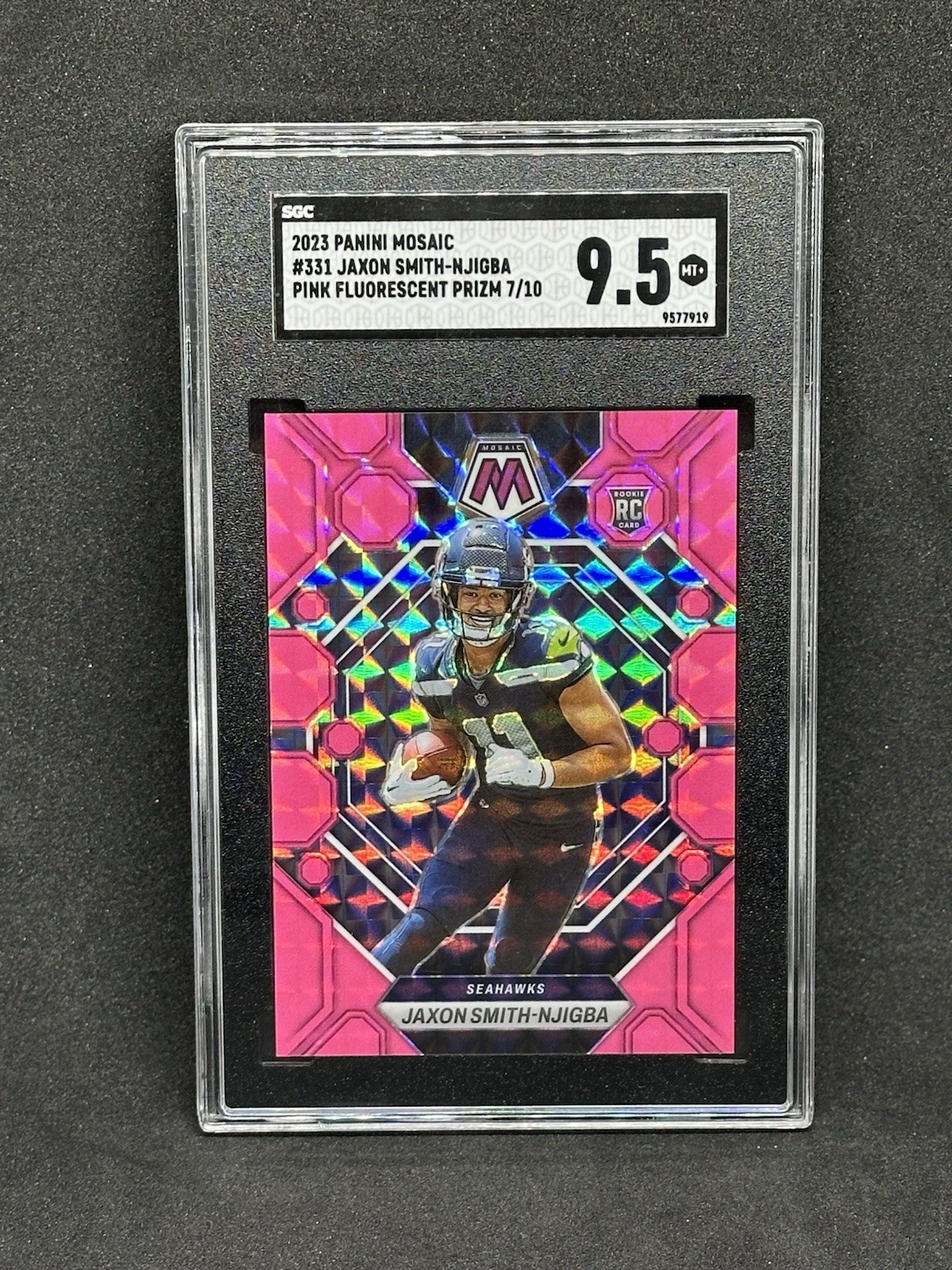 2023 Mosaic - Jaxon Smith-Njigba #331 Mosaic Pink Fluorescent Prizm /10 (RC)