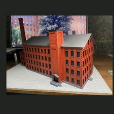 N Scale Norwich Silk Mill Building Model Railroad Structure Gray color 