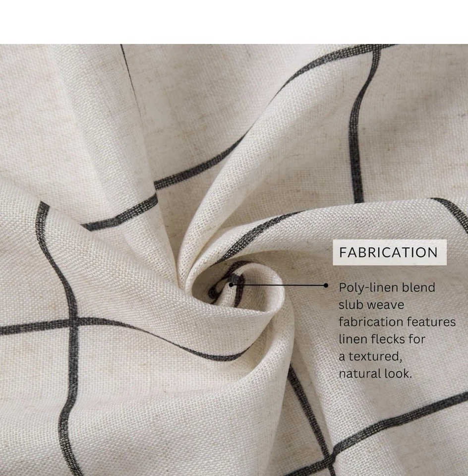 Cortina de ventana opaca a cuadros Brighton Windowpane 2 paneles  Foto 3 de 4