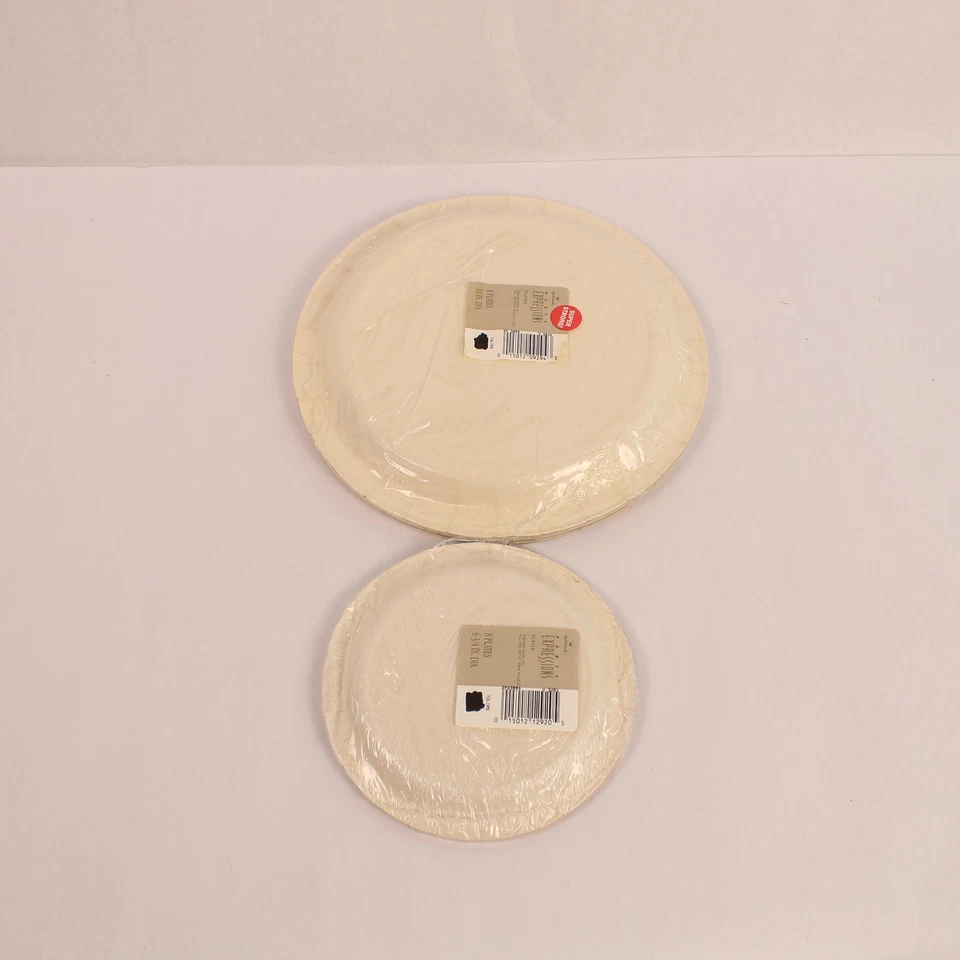 Lote de platos de papel vintage con sello grandes y pequeños sellados expresiones de fiesta Foto 2 de 4