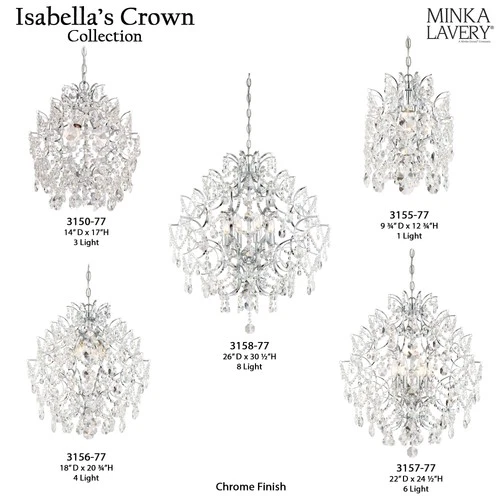 Minka Lavery 3150-77 Isabella's Crown 14"W 3 Light Crystal - Chrome - Picture 7 of 7