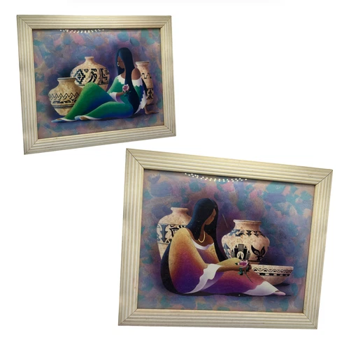 Set of 2 VTG 80s 90s Southwestern Native American 