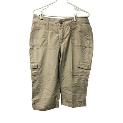 Riders By Lee Cargo Capri Pants Womens Size 12M Beige Cotton Casual Comfy