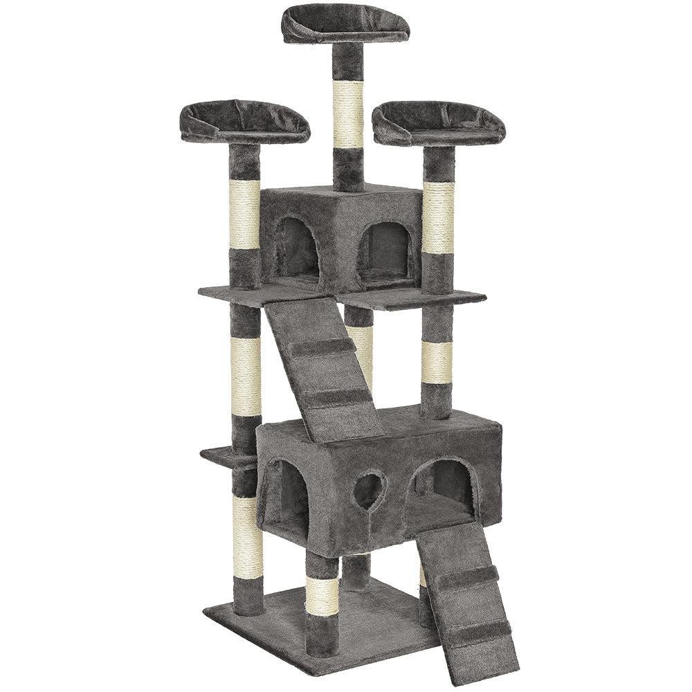 Arbre à chat 170 cm gris Helloshop26 stable pour chat lourd et dynamique