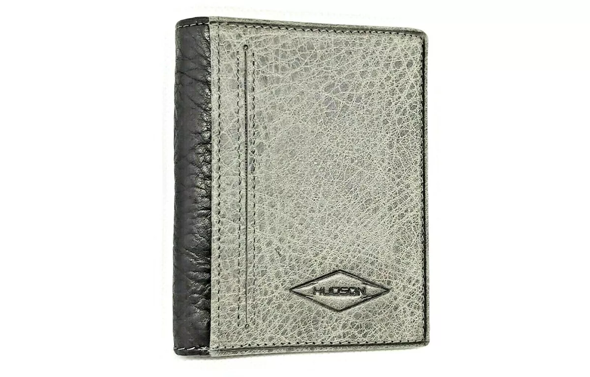 Hudson UK Men Genuine Leather Bifold Wallet Credit Card Purse Gray