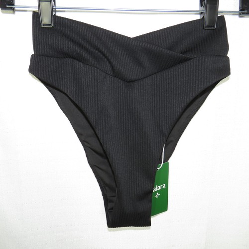 Halara schwarz gerippt Crossover hoch geschnitten frech Bikini Schwimmhose Größe Small - Bild 5 von 7