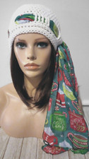 handmade womans crochet scarf hat beanie chemo christmas cocoa USA made