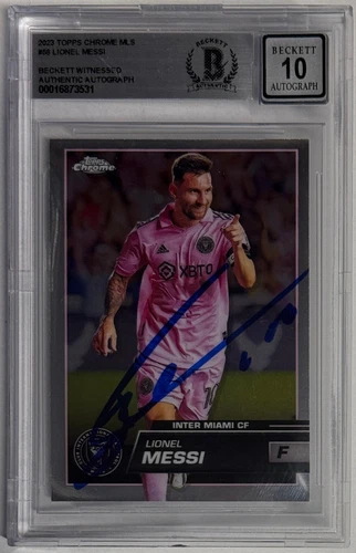 2023 Topps Chrome MLS Lionel Messi Signed Inter Miami #58 Beckett BAS Auto 10