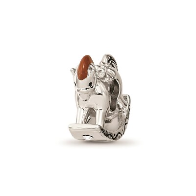 Reflection Beads Sterling Silver White Crystal Enameled Rocking Horse Bead
