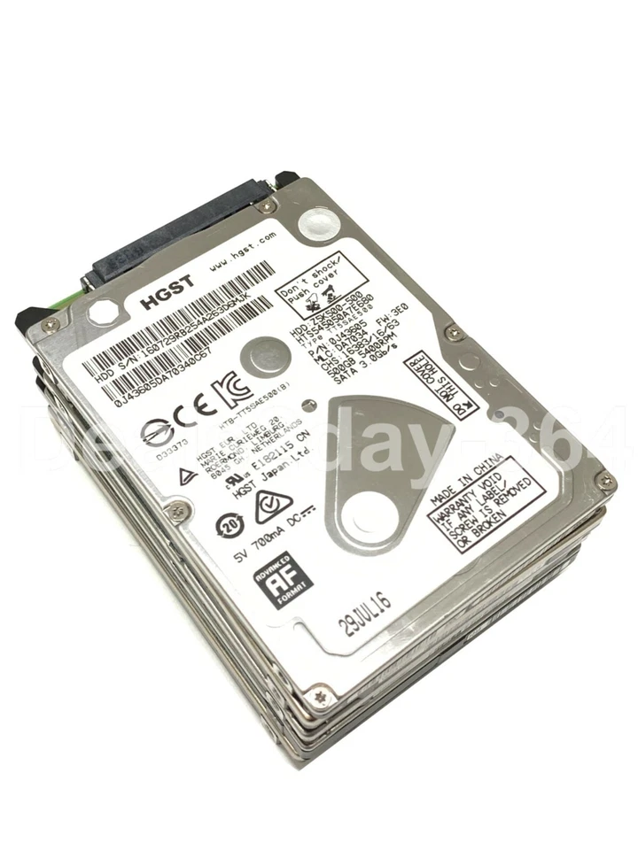 LOT OF 5 HGST 500GB SATA 2.5" 5400RPM Drive HTS545050A7E680 for Laptops,PS4,XBOX - Image 2 of 3
