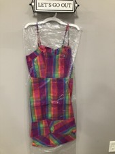 A New Day Womens Dress High Low Spaghetti Strap Pink Plaid Size S