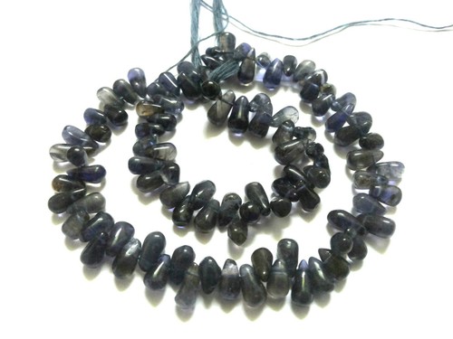 3 Strand Natural Iolite Teardrop Smooth 4x8-5x9mm Loose Beads 12"inch TS25 - Picture 5 of 7