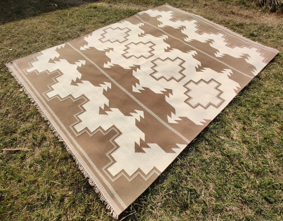 5x8 Wool Navajo Rug Southwest Style Area Rug Native American Rug Zapotec Rug - Image 3 of 4