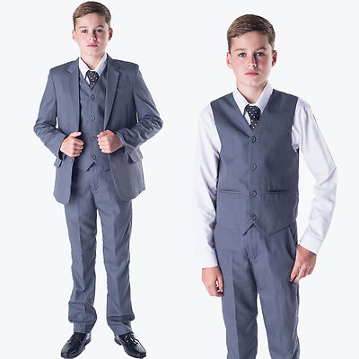Jungen Anzüge Jungen grauer Anzug Jungen Hochzeitsanzug Seite Junge Party Abschlussball formell 5 Stück