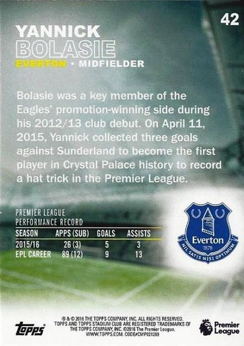 2016-17 Topps Stadium Club Premier League Base Common Gold Parallel (26-50) - Picture 28 of 36