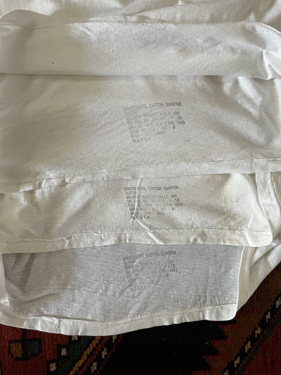 Vtg Deadstock 1958 Set of 3 US Military Blank White T-Shirt Vtg Deadstock 1958 Set of 3 US Military Blank White T-Shirt