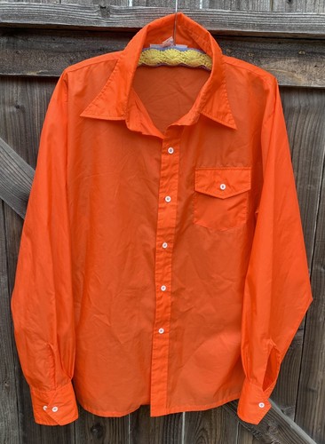 Camisa de nailon vintage SKYR by Scandia Trading Winchester Mass naranja años 70 para hombre XL - Imagen 9 de 24