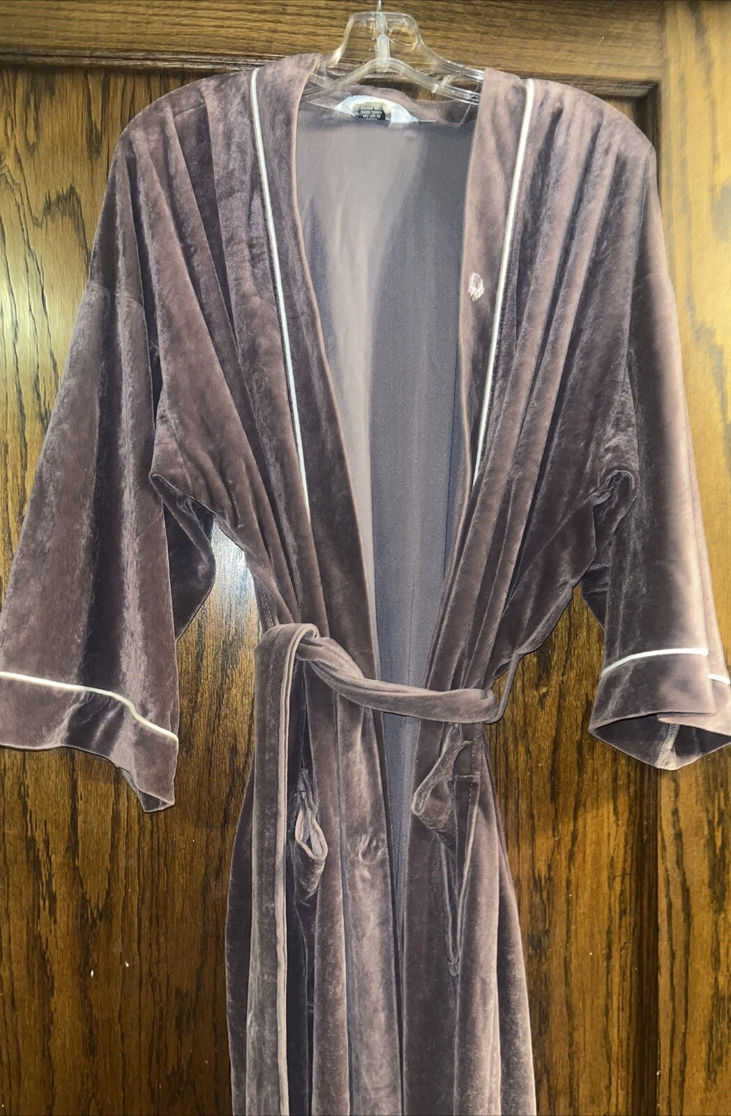 Robe vintage homme CHRISTIAN DIOR Monsieur marron ceinturée velours logo taille unique