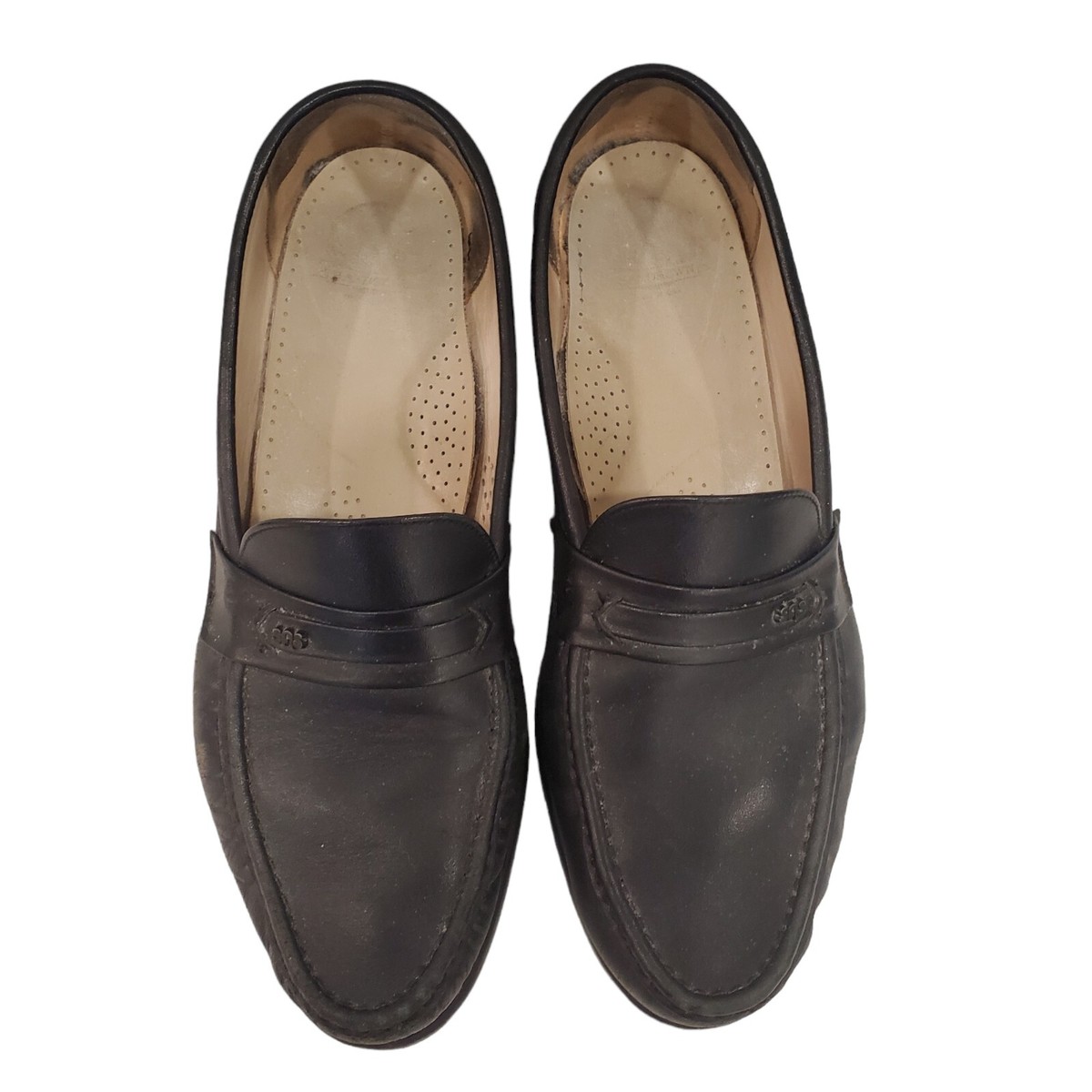 SAS Ace Black Genuine Leather Moc Toe Slip On Penny Loafers  display picture 1