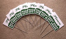 8 PLEASE KEEP DOGS OFF GRASS 6"X9" Plastic Coroplast Signs w/ Stakes g/w