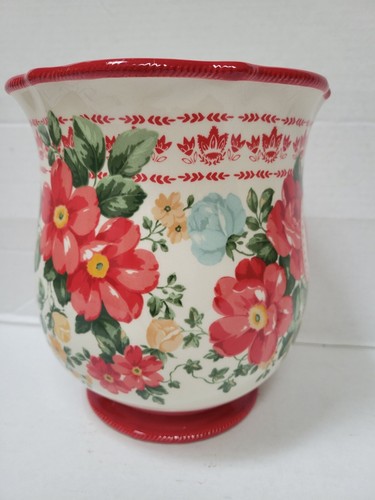 Pioneer Woman Utensil Holder Floral Stoneware Kitchen Crock 6.75" - Picture 3 of 6