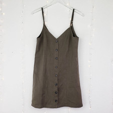 Show Me Your MuMu Remington Green Button Front Spaghetti Strap Mini Dress S NWT 