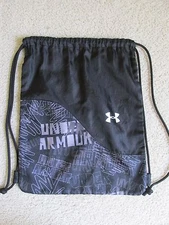 Rare Under Armour Drawstring Backpack Black & Gray Sackpack Bag Graffiti Logo