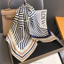 100% Mulberry Silk 27" Square Scarf Women Neckerchief Wrap Fashion Style Striped