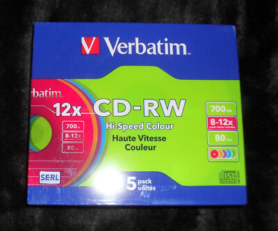 Verbatim 5er Pack CD-RW Hi Speed Farbe 80 Min/700mb 8-12x Speed Compact Disc